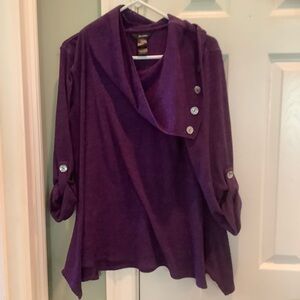 Ali Miles Purple Asymmetrical 3/4 Sleeve Tunic